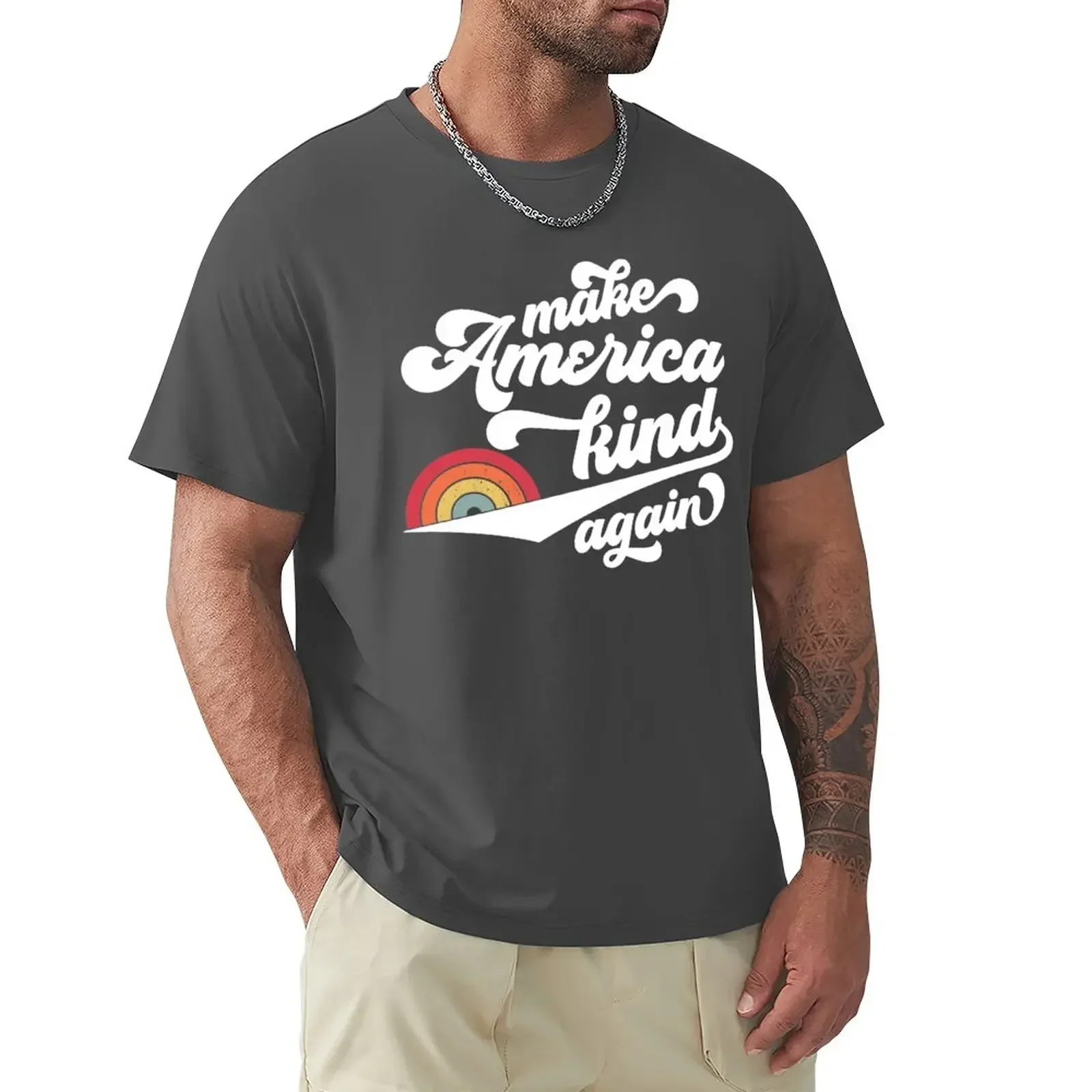 

Футболка Make American Kind Again в стиле ретро, однотонные, Потрясающие мужские белые футболки, винтажные топы, футболки для мужчин с графическим рисунком