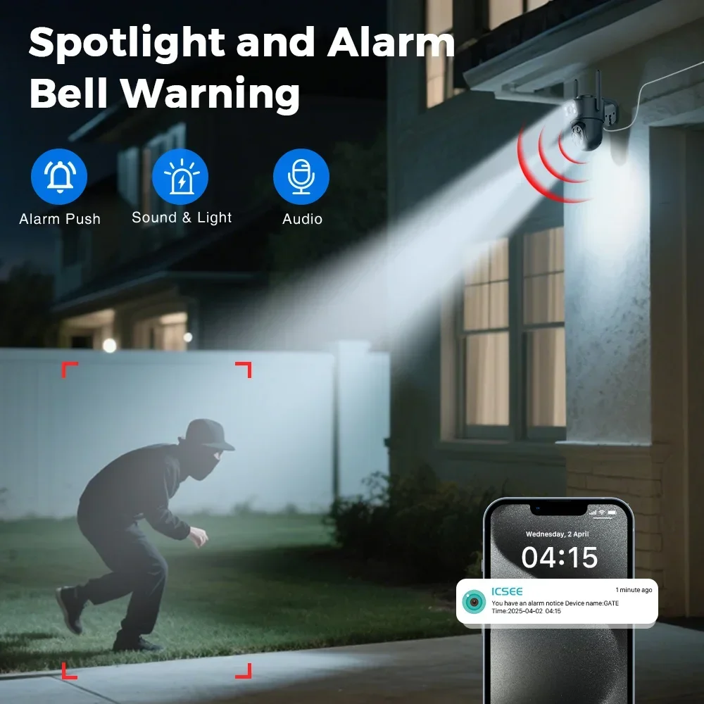 Dual Screen WiFi Security Camera 4K 8MP Dual Lens Surveillance Camera Human Detection Night Vision 5X Zoom Home Outdoor Security 5