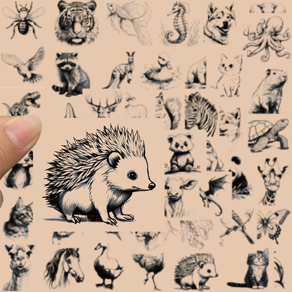 10/30/50pcs Vintage Animal Cartoon Stickers Decals Decorative Stationery Laptop Phone Case Waterproof Retro Sticker for Kids Toy