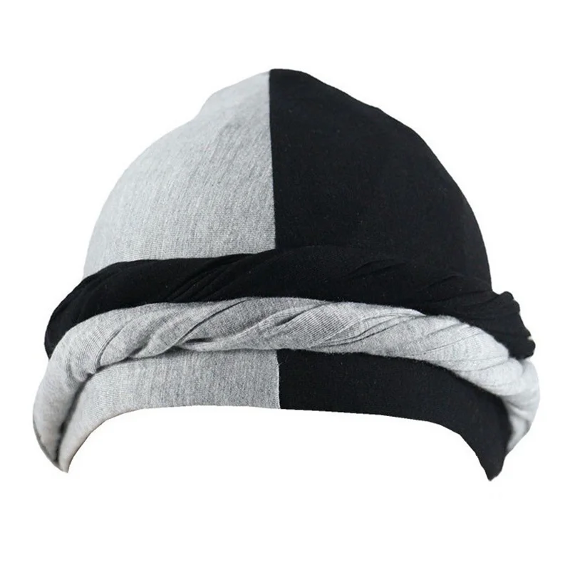 Elastic Double Color Turban Durag for Men Satin Lined Bandana