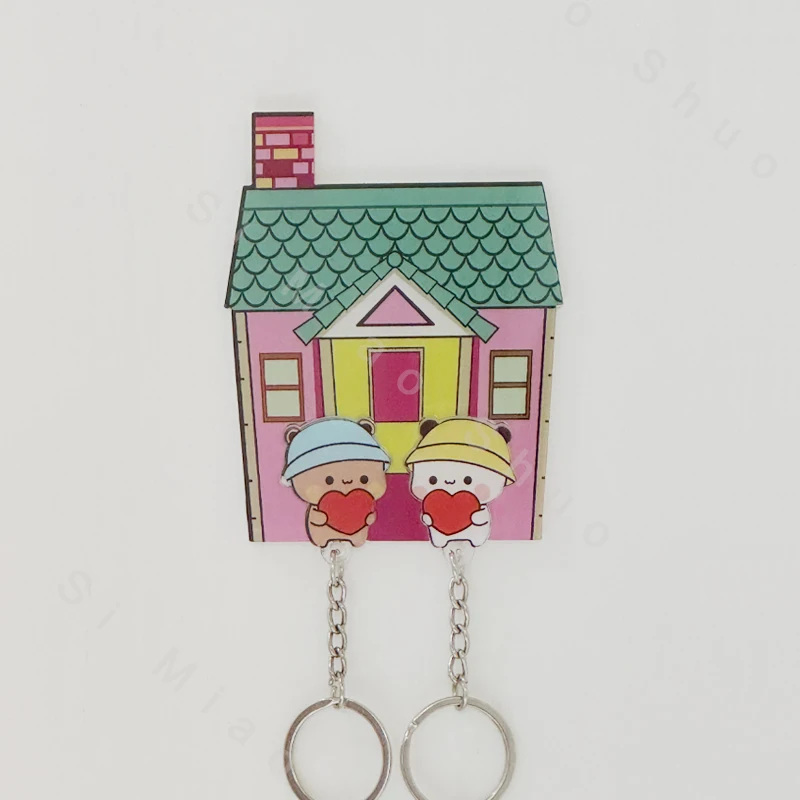 Acrylic Key Holder with Matching Keychain Hanger - Decorative Entryway Organizer & Festive Home Decor Gift