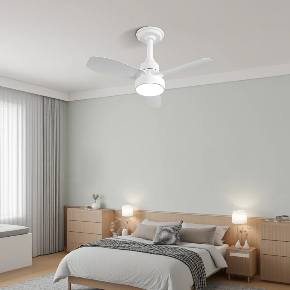 24 Inch Ceiling Fan with Lights, Remote Control Dimming, 3-speed Wind Speed, Modern Lighting, Simple Bedroom Ceiling Fan