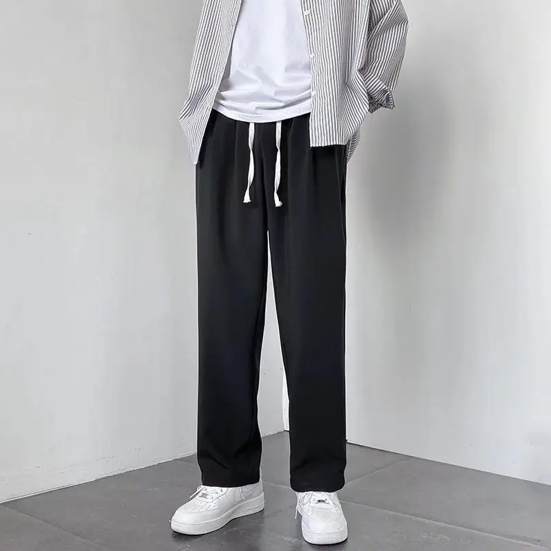 

2023 New Men's Cotton Linen Loose Pants Male Summer Casual Solid Color Trousers Wide Leg Pants Streetwear Plus Size V08