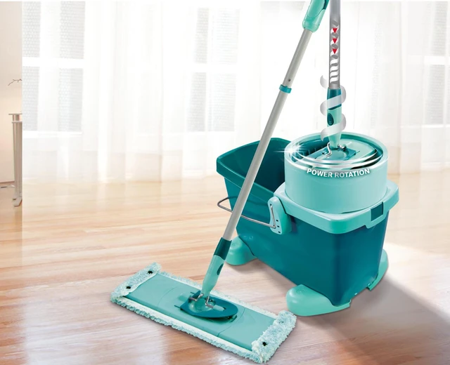 Leifheit mop with drainer cube Clean Twist XL, with wheel base, flat mop  with centrifuge mechanism, 42 cm
