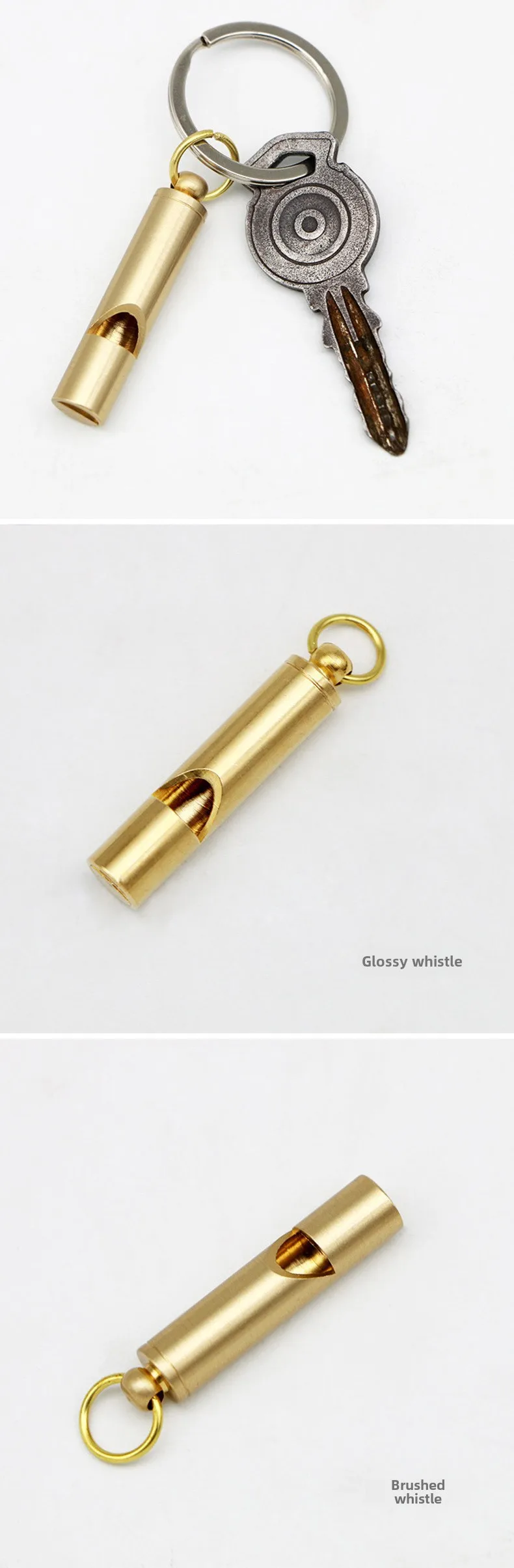 Description Picture 5 of item1Pc Brass Outdoor Sports SOS Whistle Cheerleading Whistles Survival Equipment Hiking Key Chain Retro Referee Whistle Souvenirs