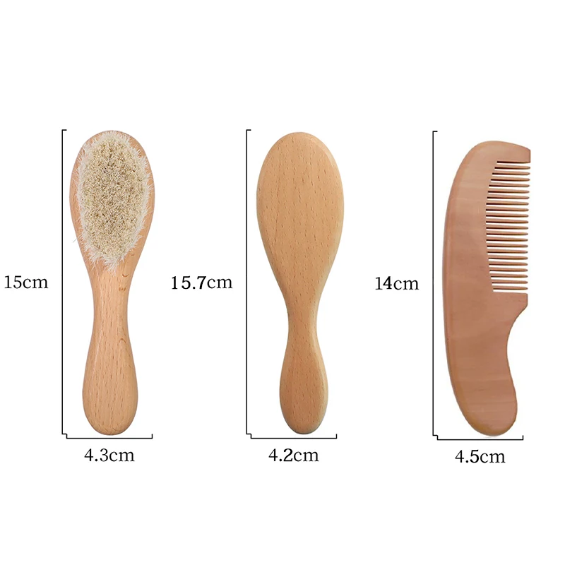 Personalized Pure Natural Wool Baby Wooden Brush Comb Hair Brush Newborn Hair Brush Baby Shower Gift