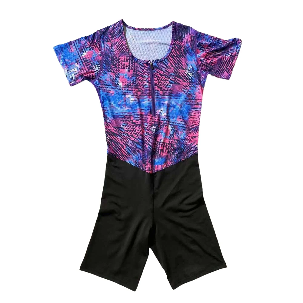 Men One-piece Track and Field Suit Marathon T-shirt Leggings Running Speedsuit Sports Shorts Middle Pants