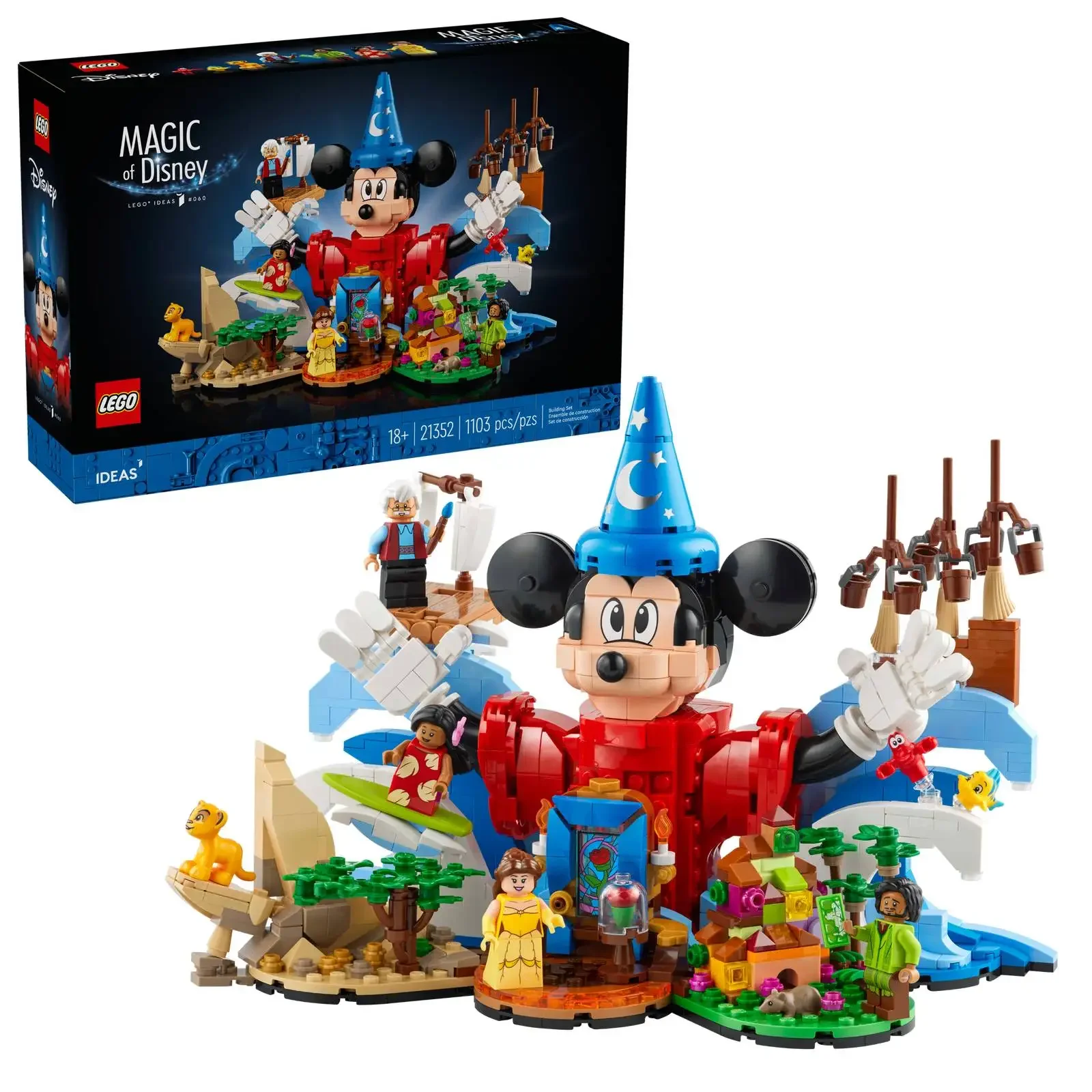 LEGO Magic of Disney 21352 for Aged 18+ Adults Birthday Christmas New Year Gift Mickey Mouse in His Sorcerer’s 1103 Pieces