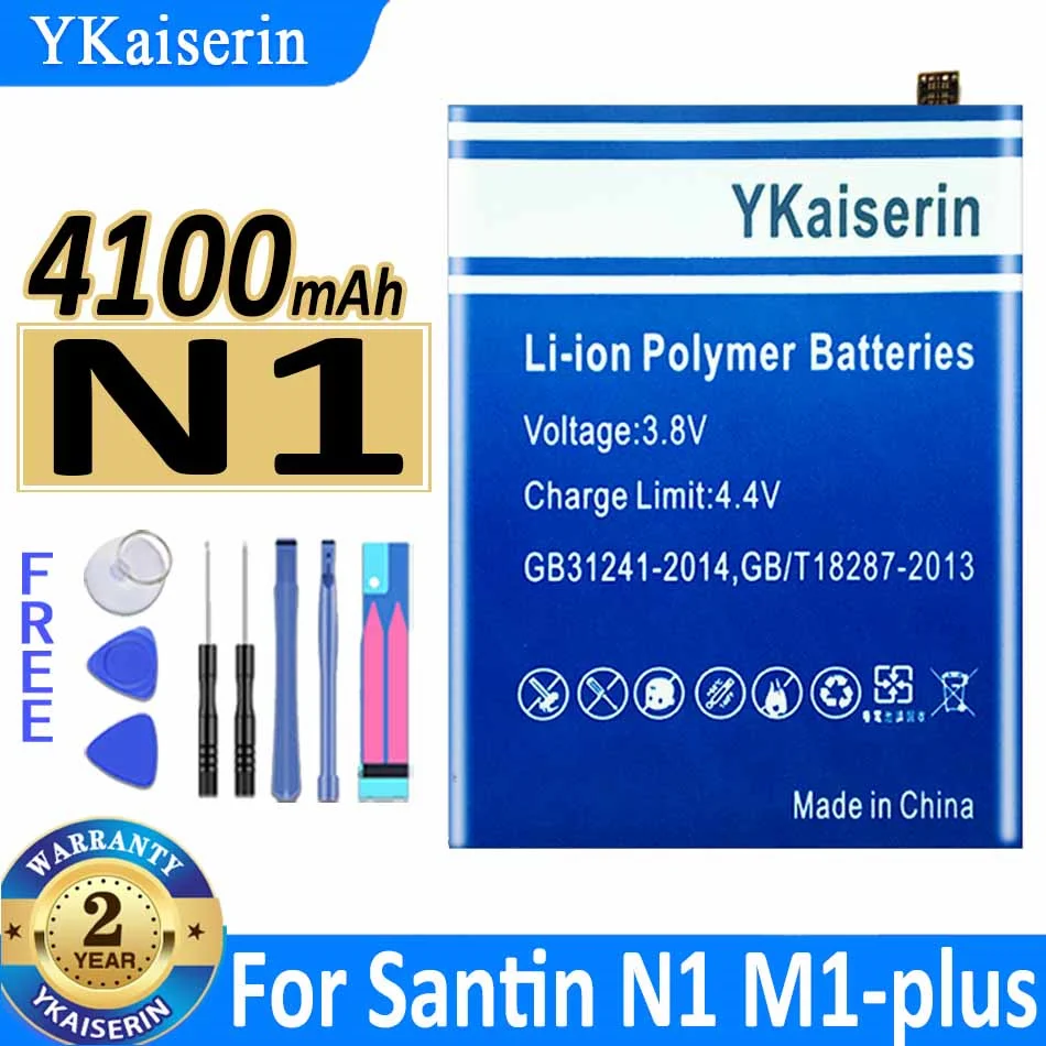 

YKaiserin Replacement Battery 4100mAh N 1 for Santin N1 M1-plus Mobile Phone Bateria + Free Tools