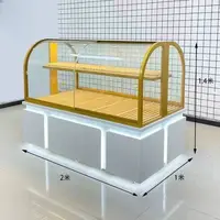 ตู้กระจก t ชั้นวางเค้ก Shop เคาน์เตอร์ Commercial ไม้เนื้อแข็ง Middle Island ตู้โชว์ 2