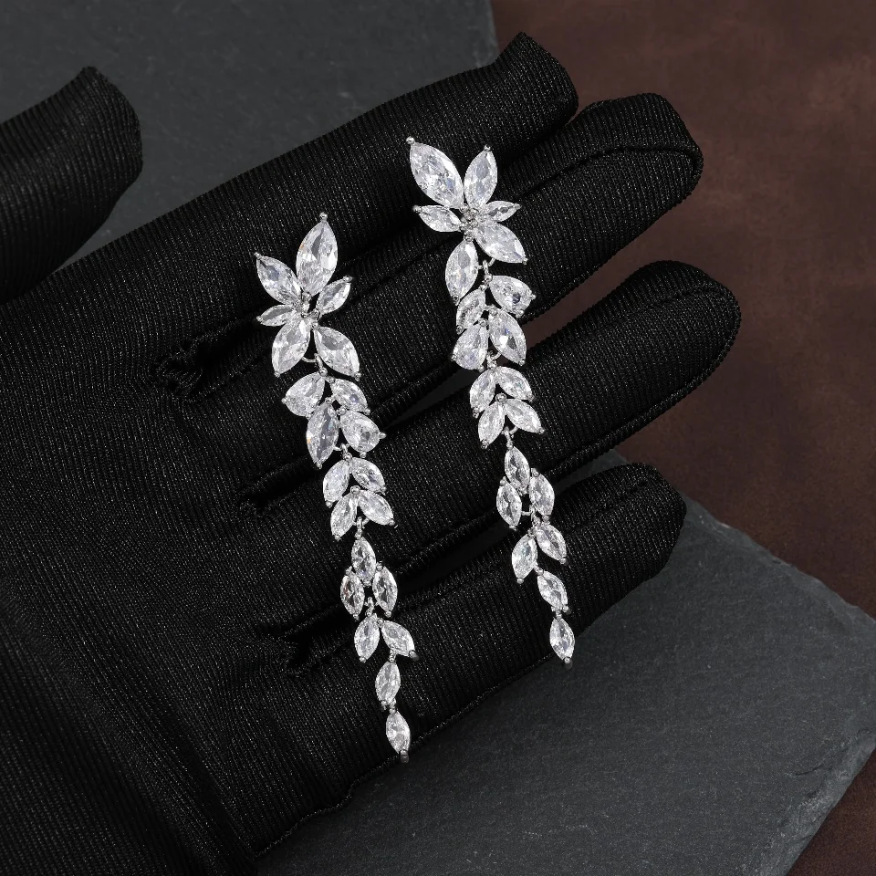 ZAKOL Wasser Tropfen Zirkon Blatt Form Braut Hochzeit Baumeln Ohrringe Für Frauen Temperament Elegante Party Geschenk Schmuck Zubehör – Detail 7