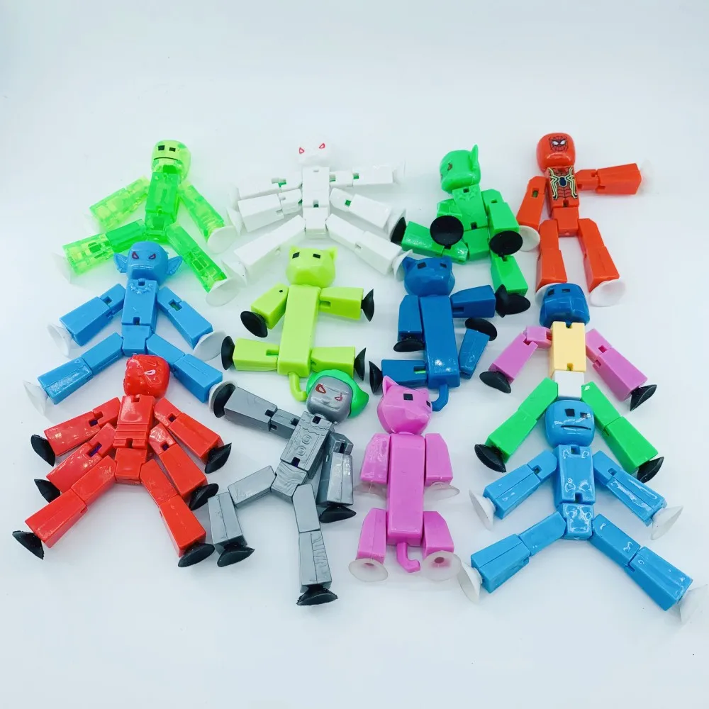 

8pcs Stikbot Sucker Joint Puppet Action Figure Toys Animation Filming Tripod Green Screen Toy Random Send