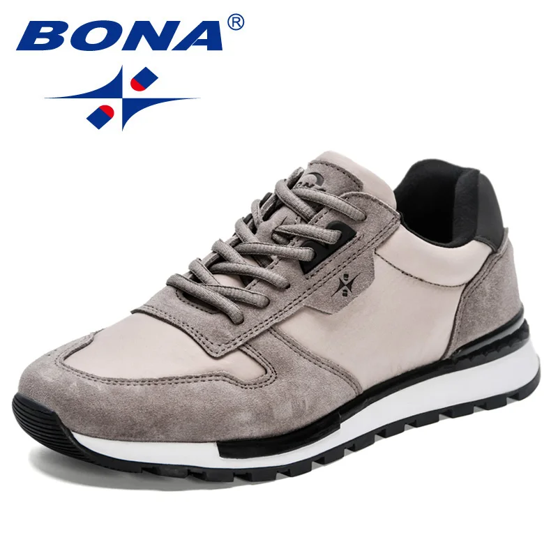 

BONA 2023 New Designers Suede Casual Shoes Men Fashion Breathable Lace Up Sneakers Man Flat Non-slip Walking Shoes Mansculino