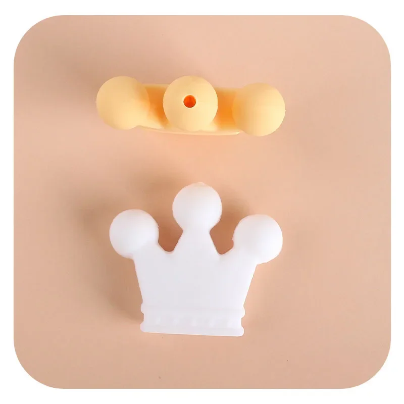 2ps Baby Pacifier Chain Accessories Baby Molar Bracelet Anti-dropping Nipple Pacifiers Accessories DIY Crown Silicone Beads