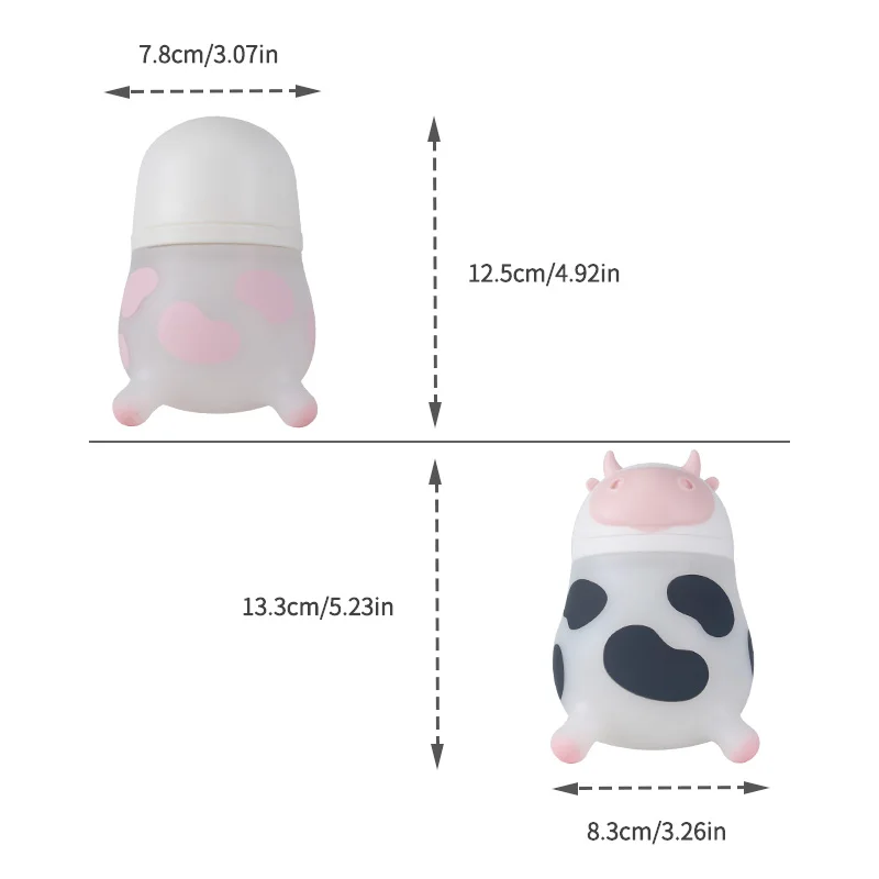 2 PCS Baby Milk Bottle 150/240ml Silicone Anti Suffocation Switchable Pacifier Design Cute Cow Shape Baby Learning Drinking Cup 5