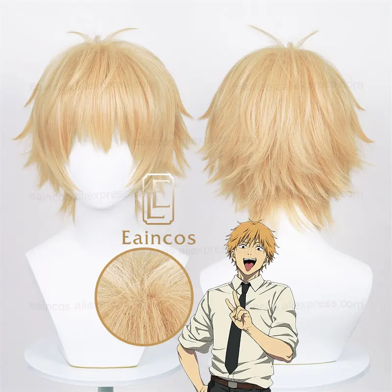 Anime Chainsaw Man Denji Cosplay Halloween Wig Short Gold Costume Party  Heat Resistant Synthetic Hair Wig + Wig Cap - AliExpress