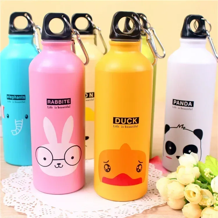 500ML Candy Color Cute Cartoon Pattern Aluminum Water Bottle Kitchen Accessories Metal Water Bottle