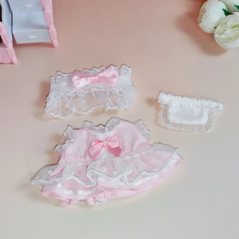 Pink and white maid three-piece set