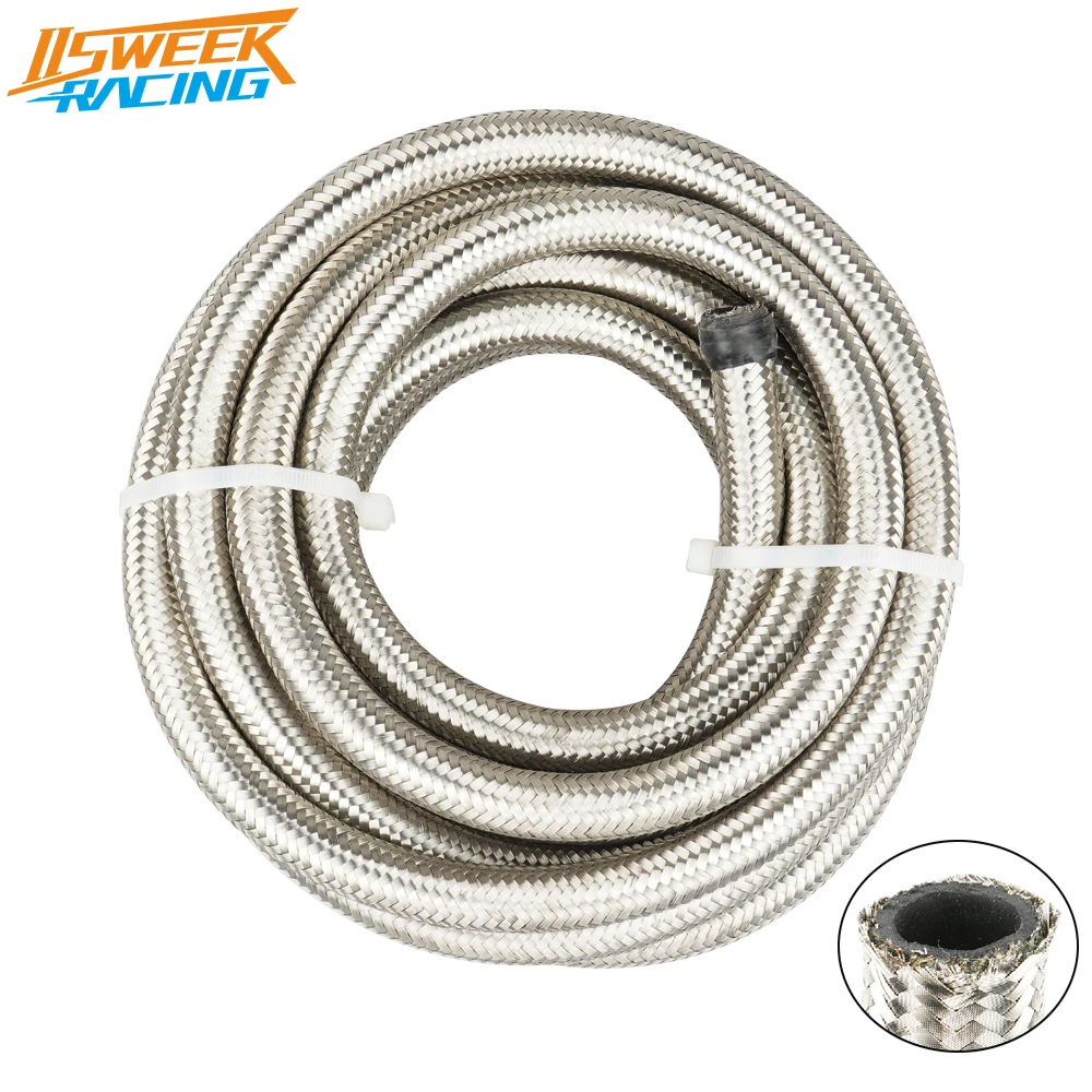 5 Meters/16ft Universal Fuel Line Hose An6 Stainless Steel Braided Cpe