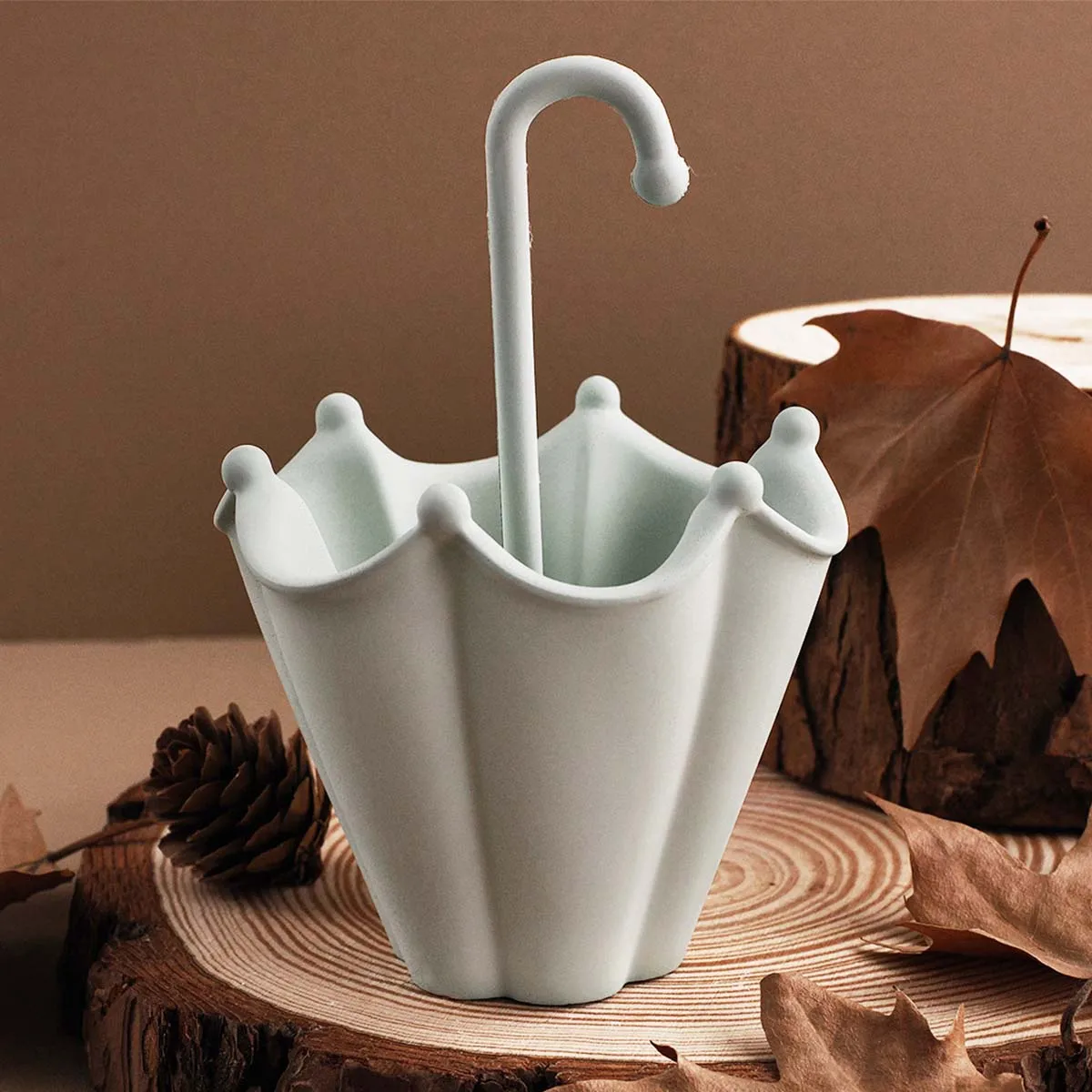 3D 우산 모양 실리콘 몰드 DIY 수제 석고 시멘트 주조 아로마테라피 캔들 컵 보관함 장식 공예 몰드 홈데코