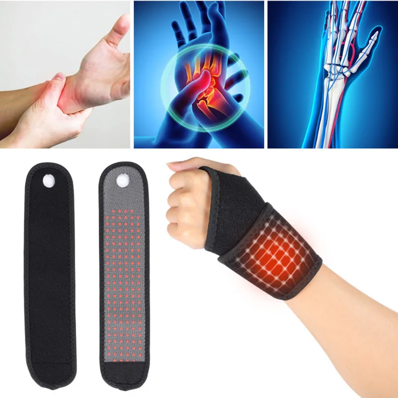 2Pcs Magnetic Therapy Supporto Per Il Polso Autoriscaldante Brace Wrap Heated Hand Warmer Compression Pain Relief Wristband Belt