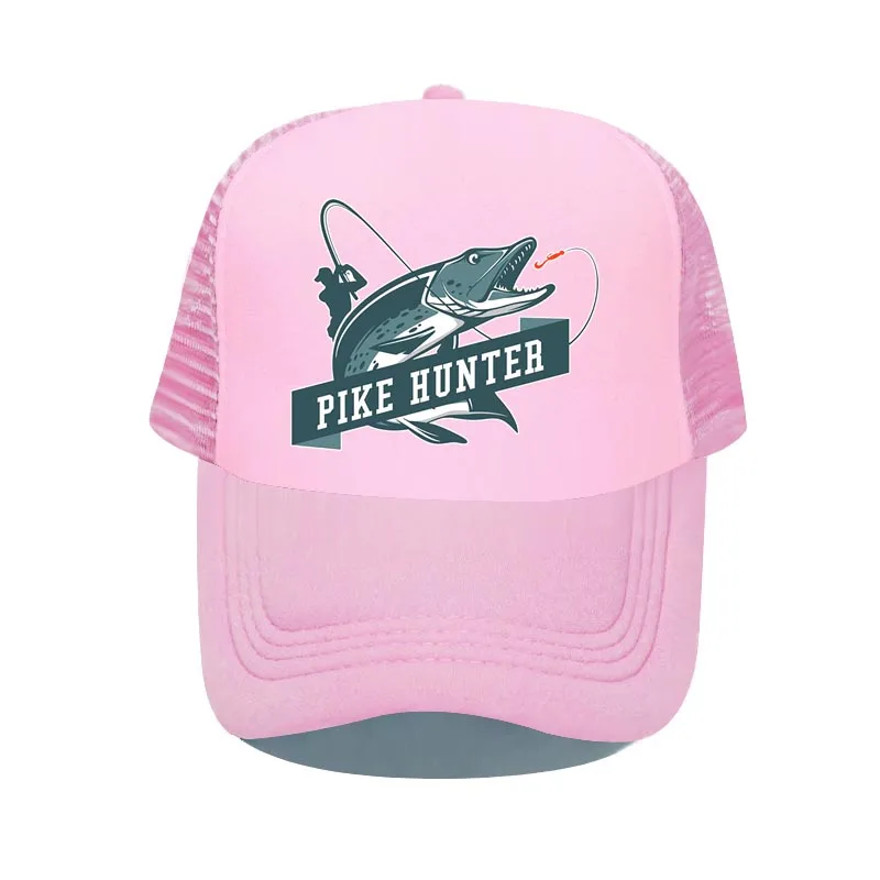 Cool Fisherman Printing Trucker Hat Pike Hunter Fishing Rod Mesh Snapback Caps Fishing Lures Drift Breathable Baseball_voghion.com