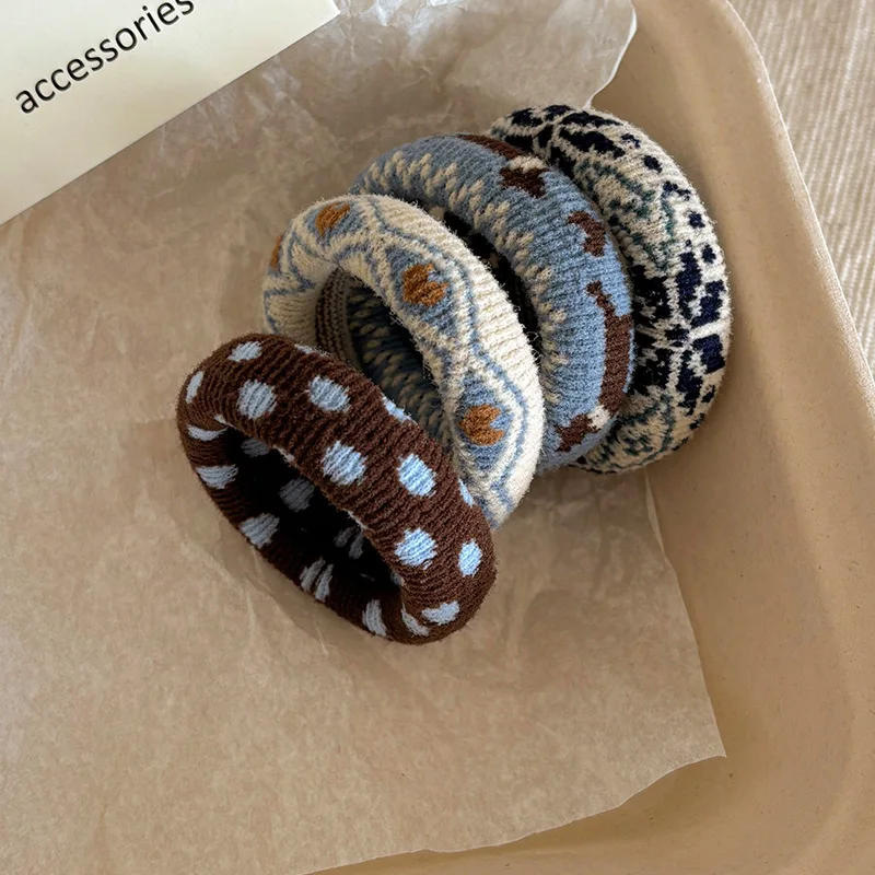 Set elastici per capelli vintage in maglia boho accessori morbidi_voghion.com