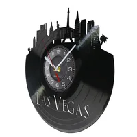 City Of Gambling Las Vegas Skyline Wall Clock Las Vegas Cityscape Home Decor Nevada Architecture Vintage Vinyl Record Wall Clock 2