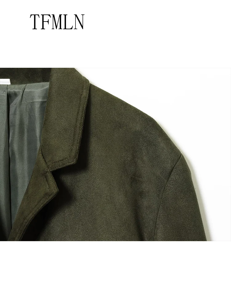 Fashion Women Solid Blazer Jackets 2025 Autumn Office Ladies Single Breasted Pockets Loose Coats Retro Causal Notched Streetwear