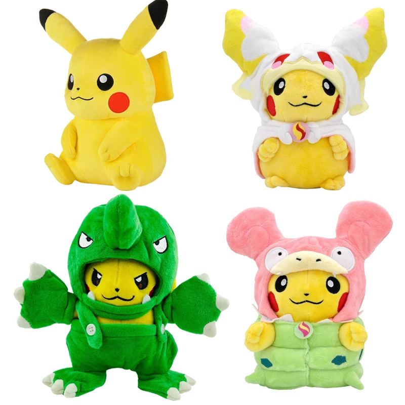 

11 Styles Pokemon Cross Dress Pikachu Plush Doll Bulbasaur Squirtle Psyduck Eevee Jigglypuff Kids Christmas Gifts For Children