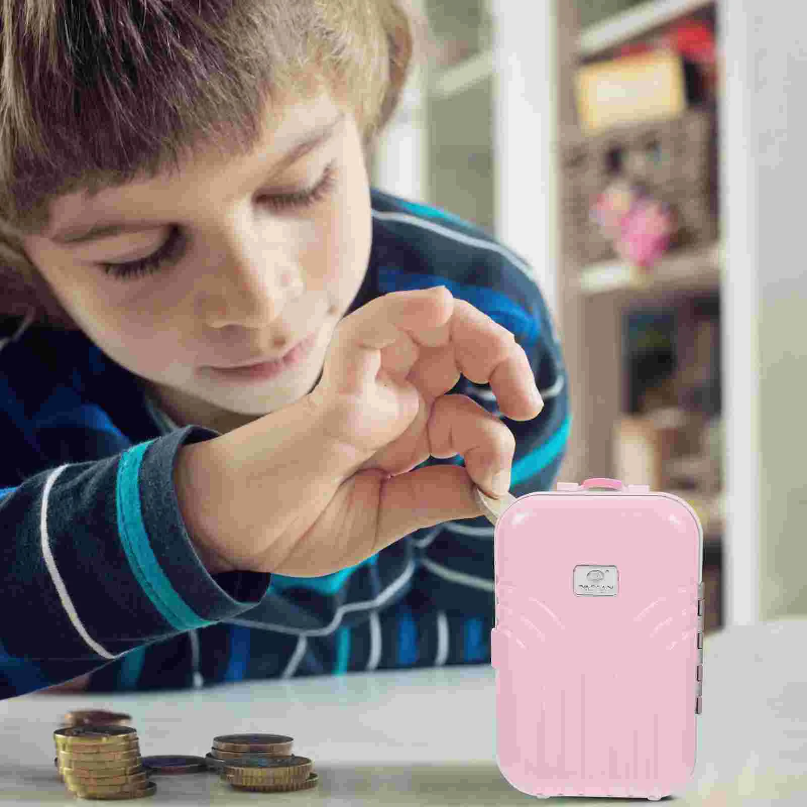 Portable Suitcase Piggy Bank Travel Girl Toy Plastic Stuffed Desktop Saving Pot 5
