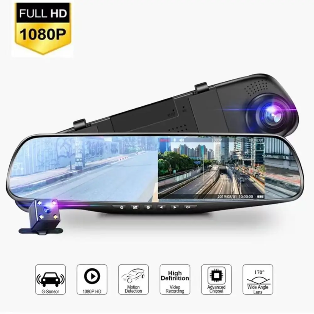 NUOVA Telecamera da Cruscotto a Doppia Lente 1080P, Registratore per Veicoli con Angolo Ampio, Visione Notturna, Registrazione HD, DVR per Auto, Monitoraggio Veicoli