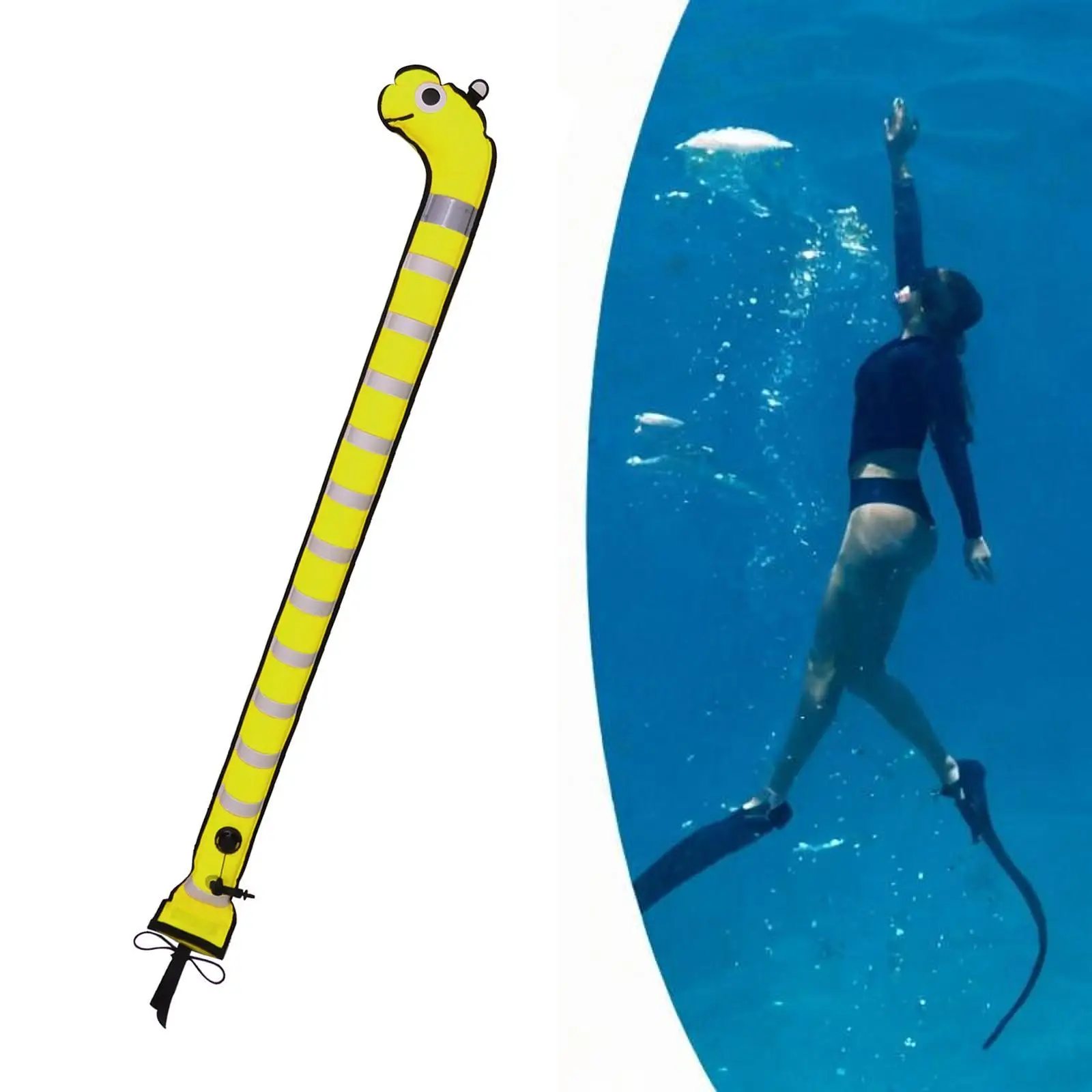 Surface Marker Buoy Snorkeling Marking Location of Divers High Visibility with Reflective Strip Scuba Surface Marker Signal Tube