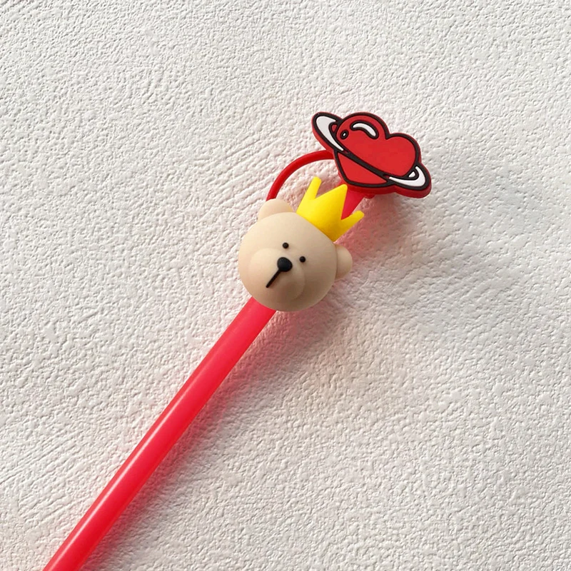 Description Picture 4 of item1PC Cute Silicone Straw Cover 7-8mm Cartoon Dust Food Grade Silicone Heat-resistant Straw Plug Cap Drinking Water Cup Accessorie