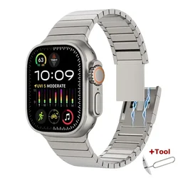 Premium Magnetic Stainless Steel Watch Band - Elegant Metal Strap - 44mm 45mm 46mm 49mm (Titanium color)