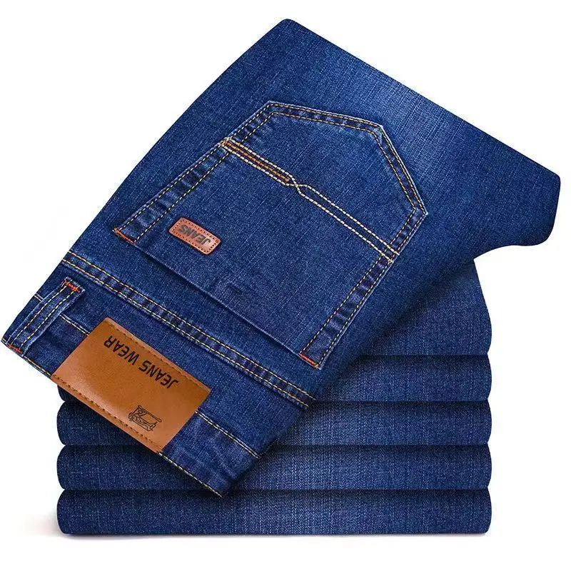 2025 New Men Stretch Jeans Male Classic Elasticity Business jeans men fashion comfortable Solid slim straight long Denim pants 5