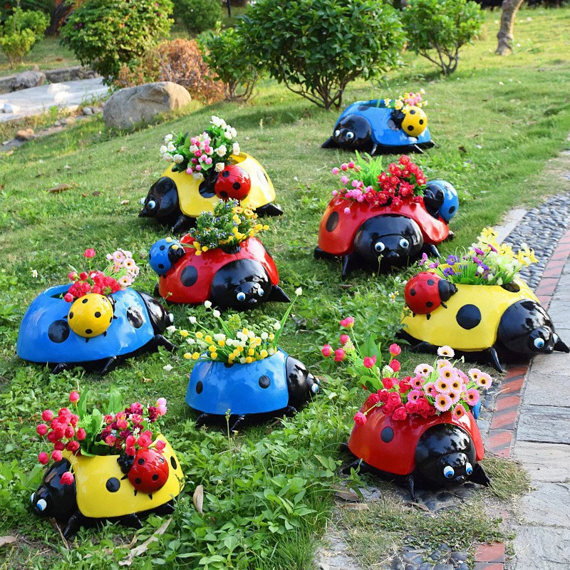 

1PC Garden Decor Small Planter Whimsical Flowerpot Ladybug Flower Pot For Home Unique Cute