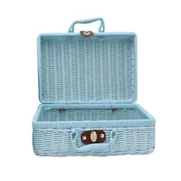 Storage Case Organizer Vintage Rattan Woven Makeup Holder Suitcase Sundries Box 2
