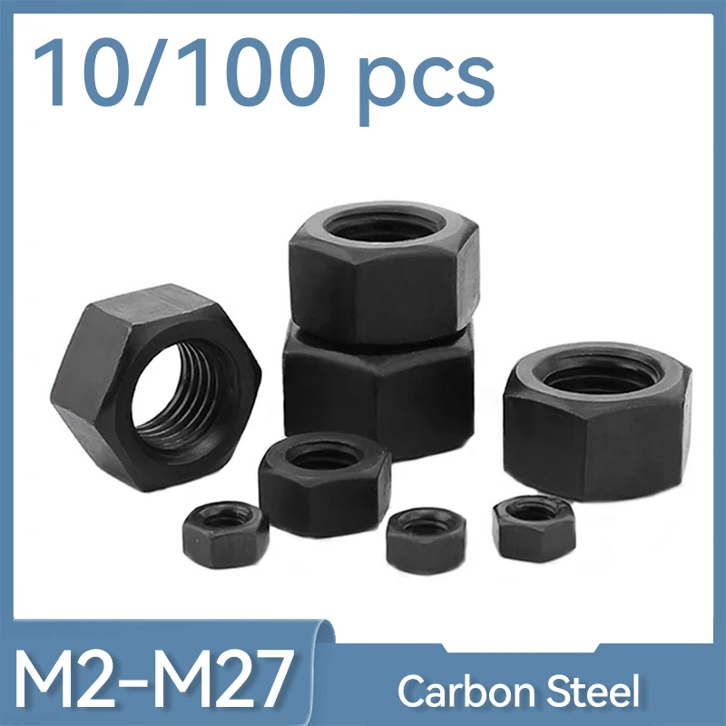 

1-100 Pcs M2 M2.5 M3 M4 M5 M6 M8 M10 M12 M14 M16 M18 M20 M22 M24 M27 Hexagon Hex Nuts Black Oxide Carbon Steel Metric Nuts