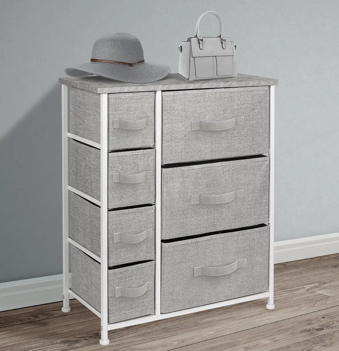 

Sorbus 7-Drawer Chest Dresser for Adults and Children's Rooms, Wood Top, Fabric Drawers - Gray