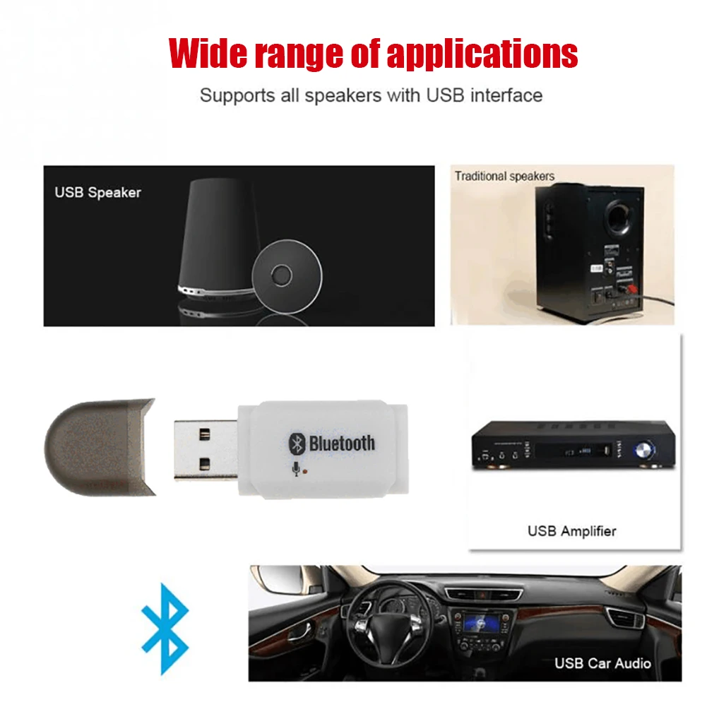 Bluetooth 5.0 Audio Receiver Adapter USB For Computer PC Speaker Car Kit