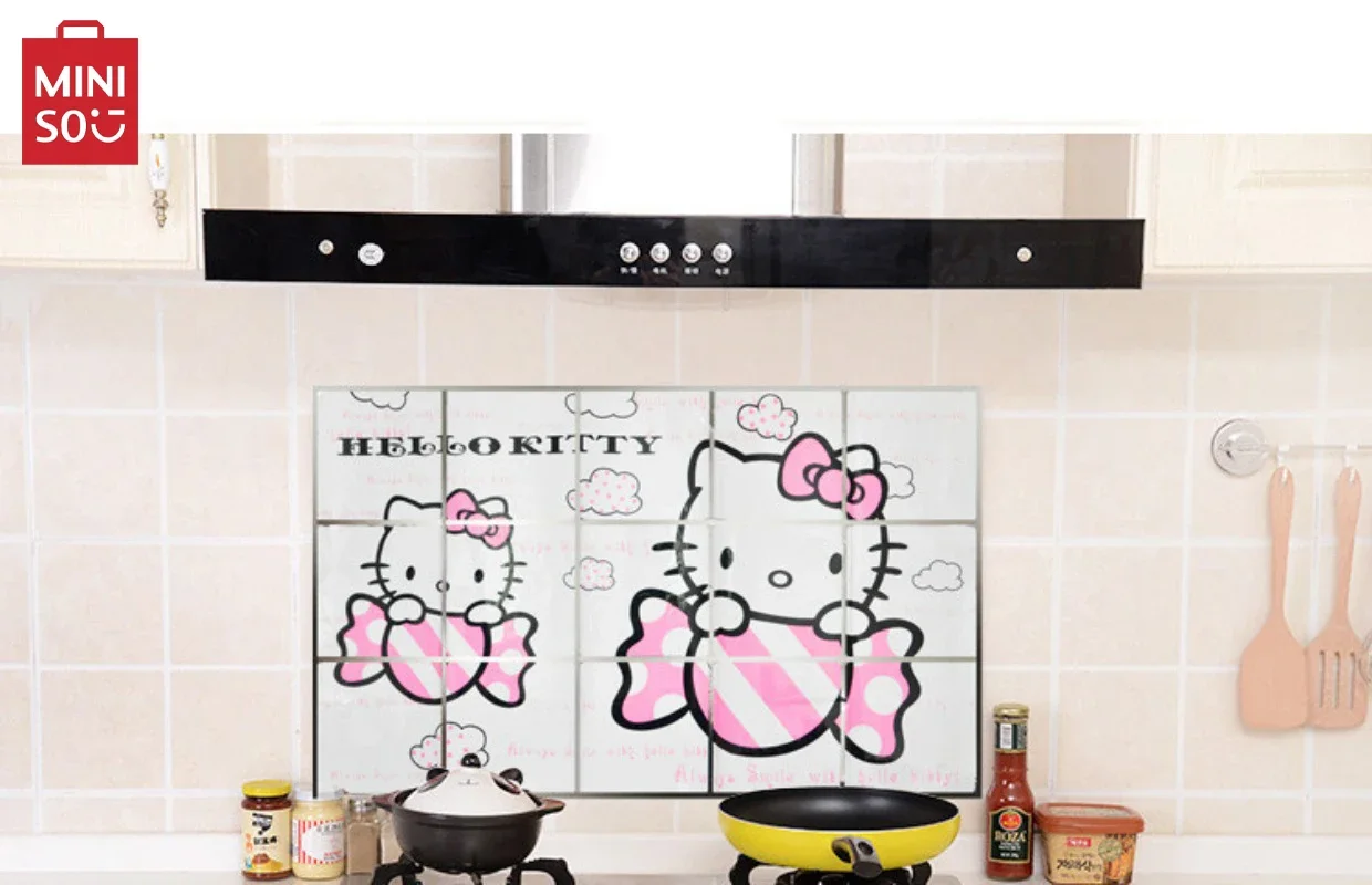 

MINISO Cute Cartoon Decorative Stickers Self-adhesive grease proof kitchen sticker cooktop heat resistant tile wall sticker