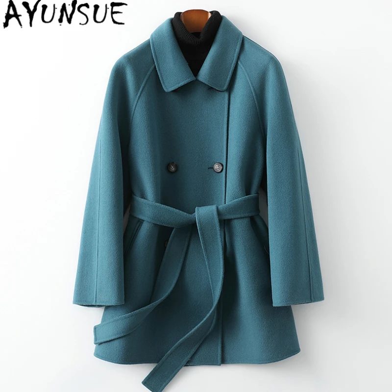 

AYUNSUE Double-sided Wool Jackets for Women 2023 Elegant Chic 100% Wool Coat Female Fall Clothing Medium Woolen Jacket Abrigos