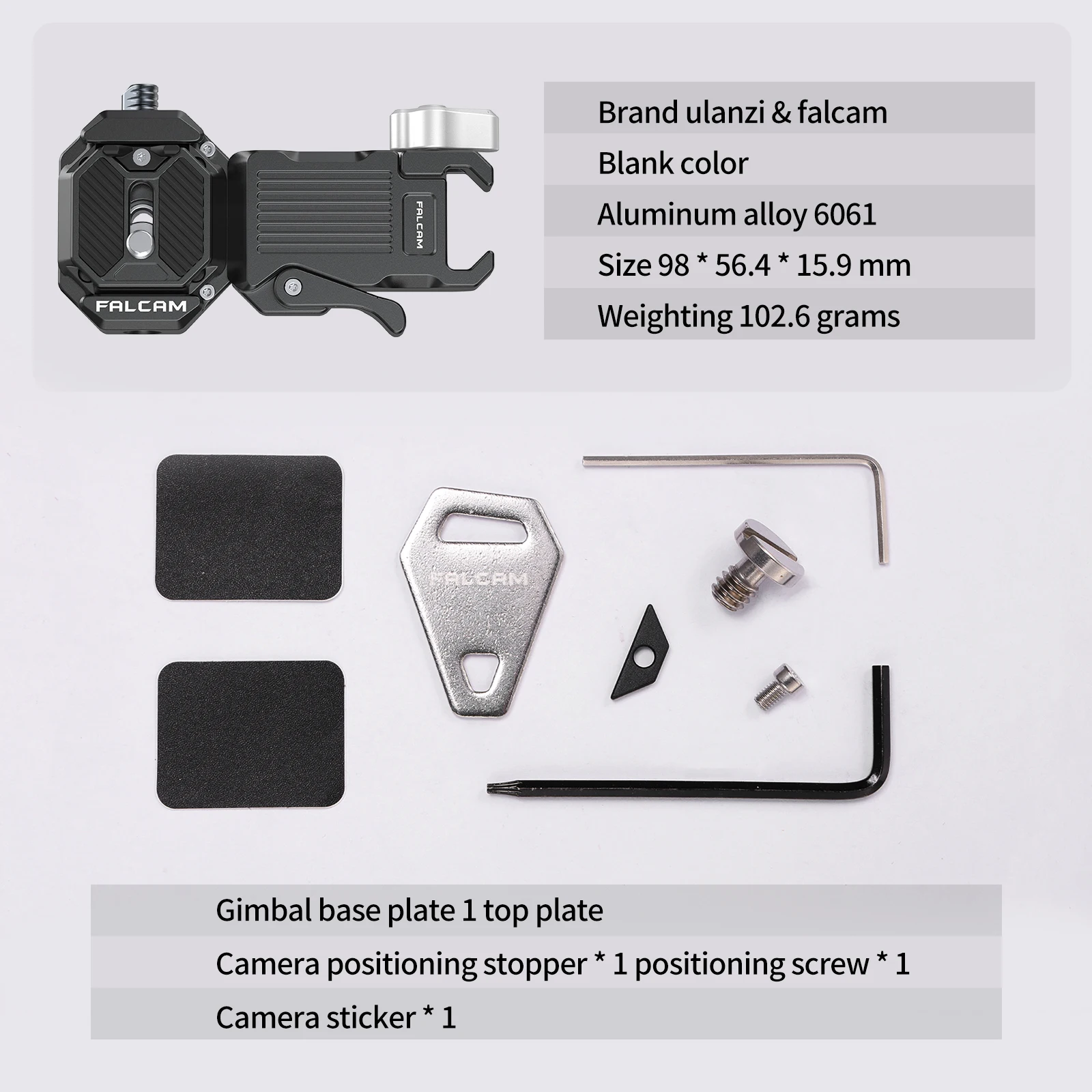 Ulanzi Falcam F38 퀵 릴리스 플레이트, ZhiYun M3 DSLR 카메라 안정기 짐벌 액세서리