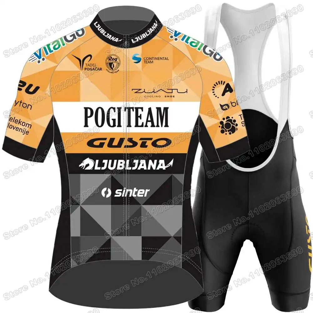 Pogi Team Gusto Ljubljana Cycling Jersey Set Summer Cycling Clothing Men Short Sleeve Kit Road Bike Shirt Suit Bib Shorts cycling jersey cycling shirt cycling suit cycling jersey set
