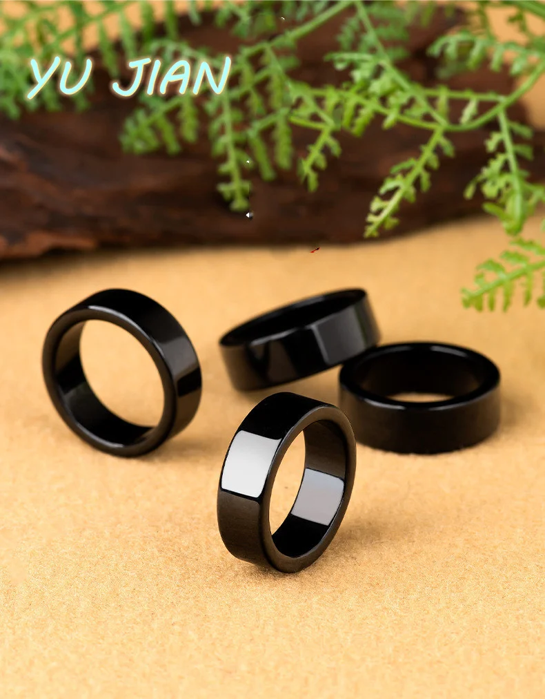 Exquisite Jade Black Jadeite Ring Carving Fashion Ladies Men  Jewelry China Natural Gemstone Charm   Gift
