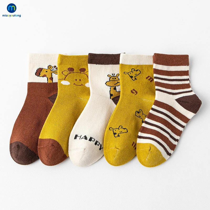 5 Pairs /Lot Baby Girls Socks Autumn Winter Cartoon Children Socks Boneless Combed Cotton Infant Toddler Boy Socks Miaoyoutong