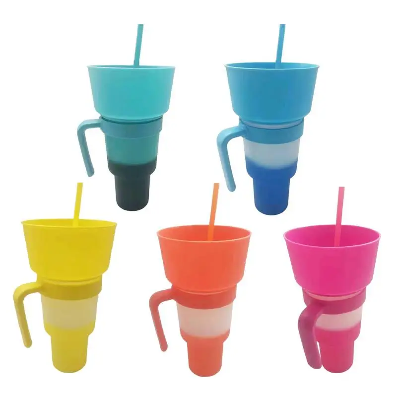 

Drink Cup With Snack Bowl 2 In 1 Stadium Cups Leakproof Portable Travel Snack Cup Color Changing Stadium Cups For Adults Girls