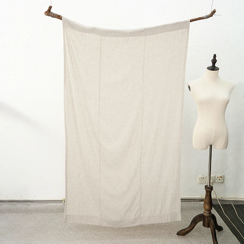 

Japanese Style Door Curtain, Natural Universal Spliced French Linen Cotton, Half Partition Rod, Pocket Curtain, Farmhouse Home