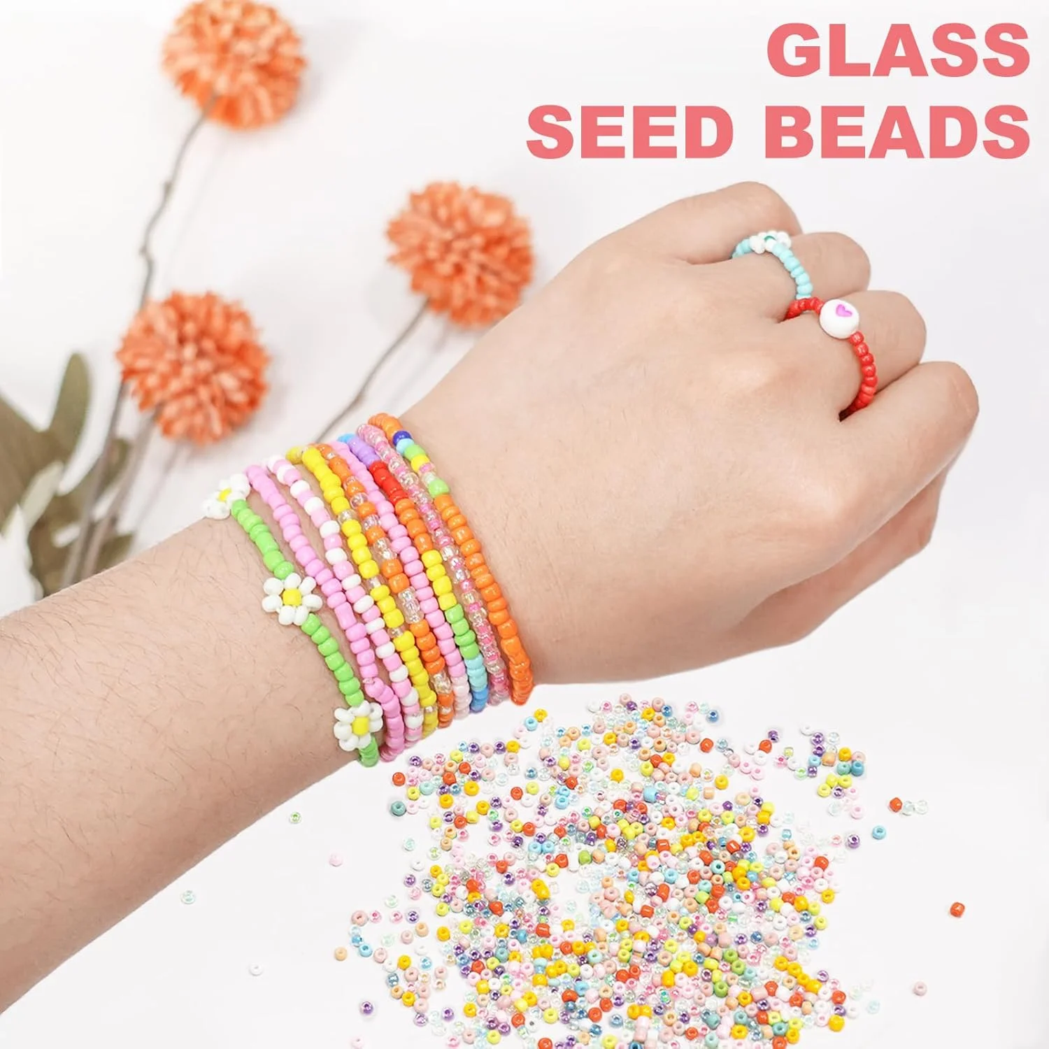 Vibrant 24-Color Glass Rice Beads